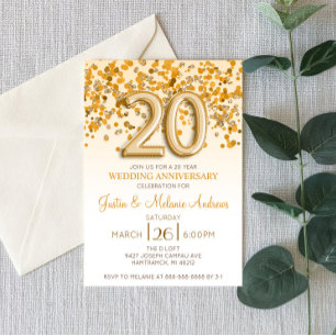 Invitación de aniversario de bodas de 20 años con 