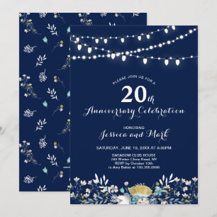 Invitación de aniversario de bodas de 20 años Navy