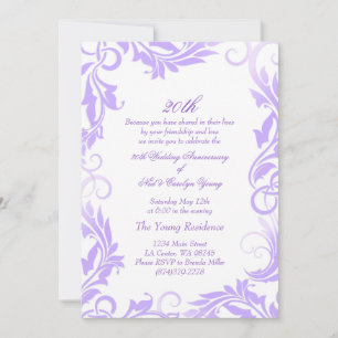 Invitación de aniversario de bodas de 20 años Purp