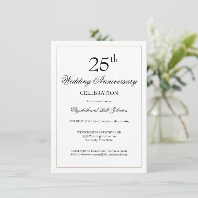 Invitación de aniversario de bodas de 25 años Chic (Anverso de pie)