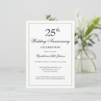 Invitación de aniversario de bodas de 25 años Chic