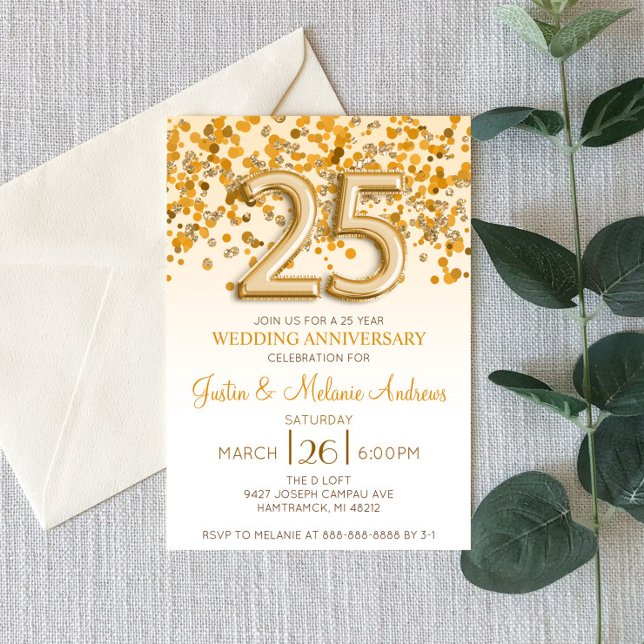 Invitación de aniversario de bodas de 25 años con  (Subido por el creador)