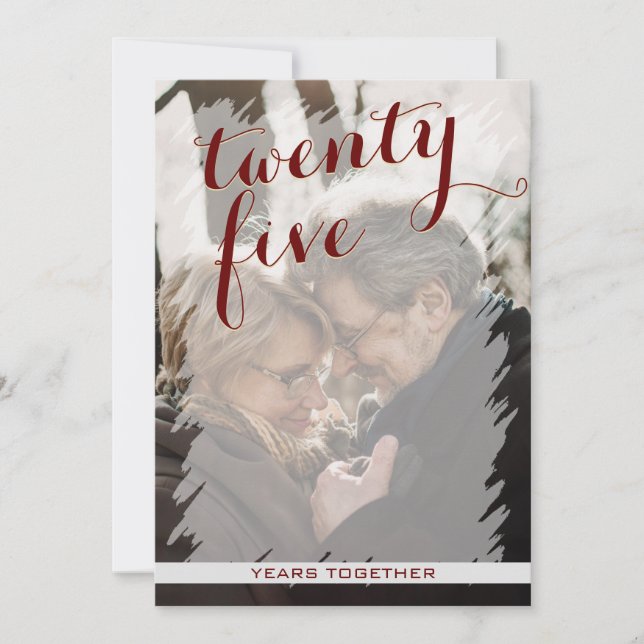 Invitación de aniversario de bodas de 25 años con  (Anverso)