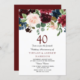 Invitación de aniversario de bodas de 40 años con