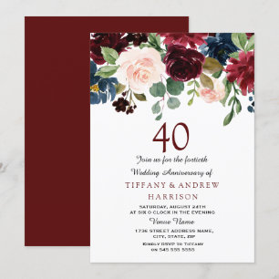 Invitación de aniversario de bodas de 40 años con 