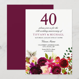 Invitación de aniversario de bodas de 40 años con 