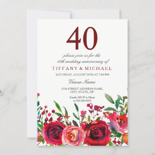 Invitación de aniversario de bodas de 40 años de R