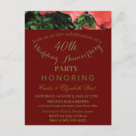 Invitación de aniversario de bodas de 40 años en r