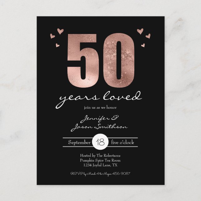 Invitación de aniversario de bodas de 50 años amad (Anverso)
