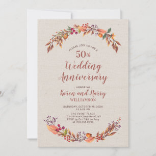 Invitación de aniversario de bodas de 50 años con 