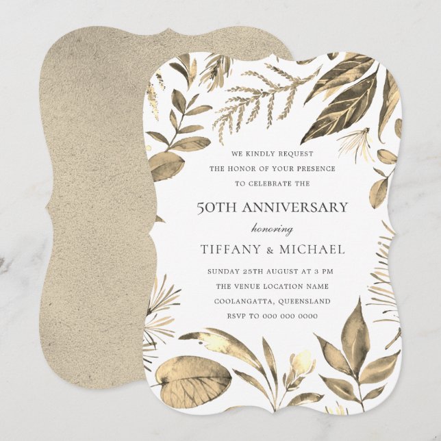Invitación de aniversario de bodas de 50 años de C (Anverso / Reverso)