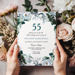 Invitación de aniversario de bodas de 55 años en v