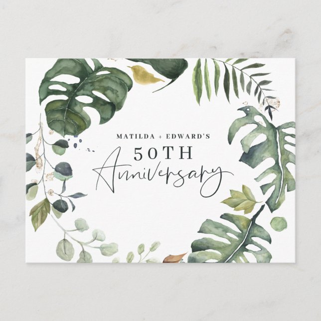 Invitación de aniversario de bodas de acuarela de  (Anverso)