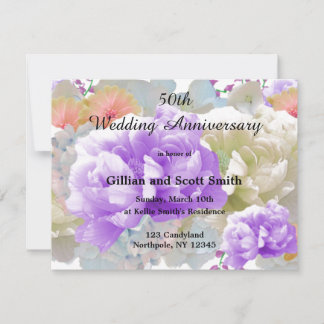 Invitación de aniversario de bodas de Floral Mixta