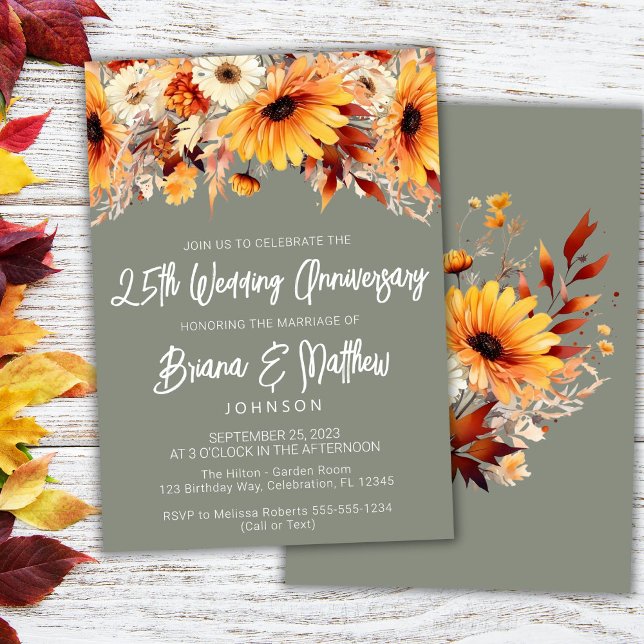 Invitación de aniversario de bodas de Floral Otoño (Subido por el creador)