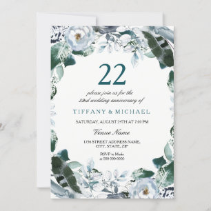 Invitación de aniversario de bodas de jade floral 