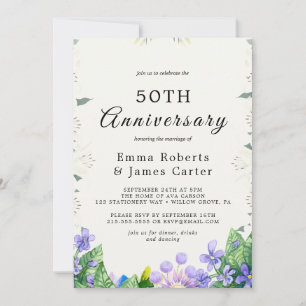 Invitación de aniversario de bodas de Lila Rústica