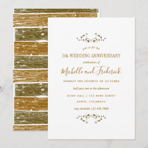 Invitación de aniversario de bodas de madera 5º