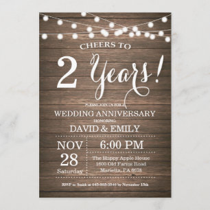 Invitación de aniversario de bodas de madera rústi