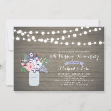 Invitación de aniversario de bodas de madera rústi