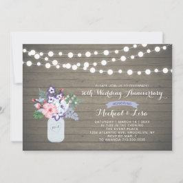 Invitación de aniversario de bodas de madera rústi