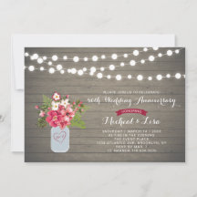 Invitación de aniversario de bodas de madera rústi