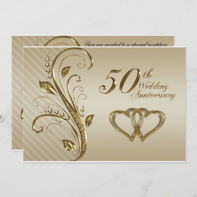 Invitación de Aniversario de Bodas de Oro (Anverso / Reverso)