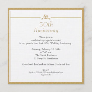 Invitación de aniversario de bodas de oro