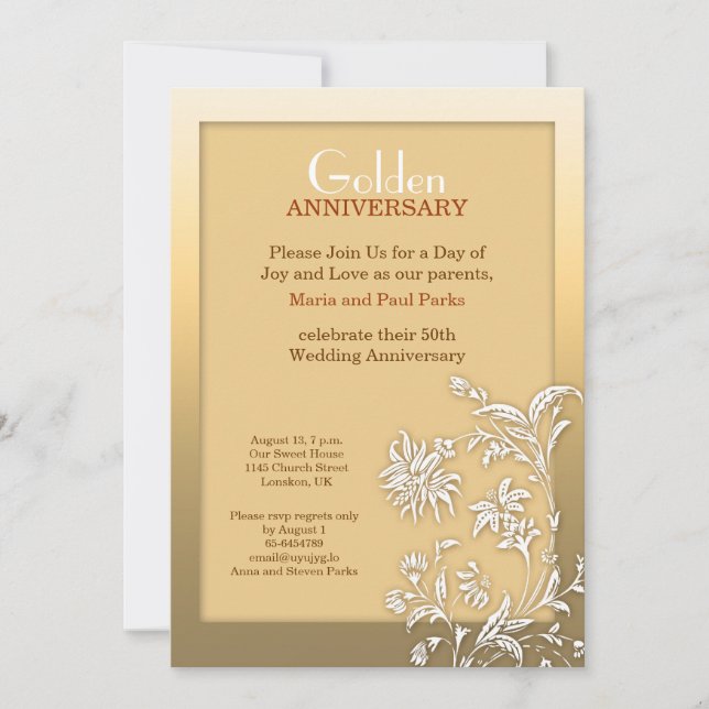invitación de aniversario de bodas de oro (Anverso)