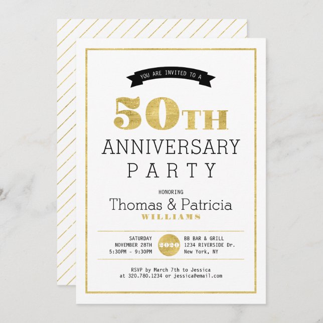 Invitación de aniversario de bodas de oro 50 Moder (Anverso / Reverso)