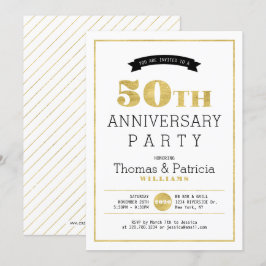 Invitación de aniversario de bodas de oro 50 Moder