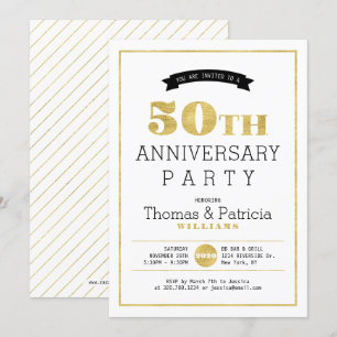 Invitación de aniversario de bodas de oro 50 Moder