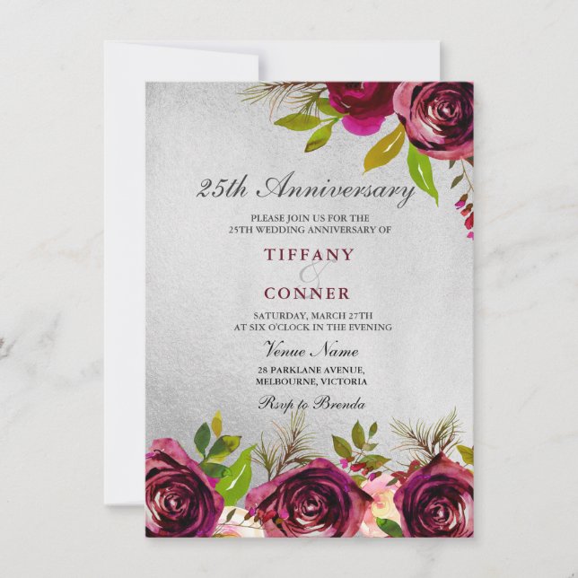 invitación de aniversario de bodas de oro Burgundy (Anverso)
