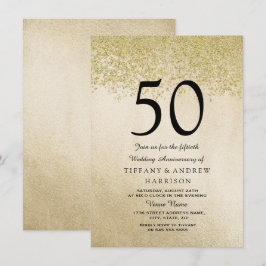 Invitación de aniversario de bodas de oro con bril