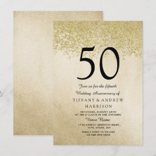 Invitación de aniversario de bodas de oro con bril