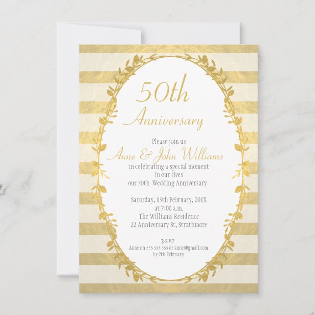 Invitación de aniversario de bodas de oro falso (Anverso)