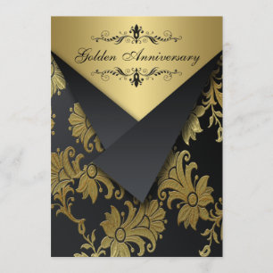 Invitación de Aniversario de Bodas de Oro FAUX Fla
