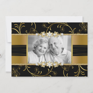 Invitación de aniversario de bodas de oro floral d