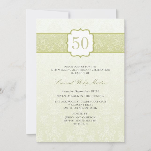 Invitación de aniversario de bodas de oro Floral D (Anverso)