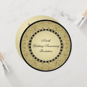 Invitación de aniversario de bodas de oro Flourish
