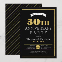 Invitación de aniversario de bodas de oro moderno 