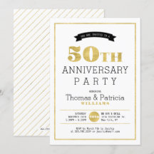 Invitación de aniversario de bodas de oro moderno