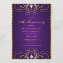 Invitación de aniversario de bodas de oro Purple &