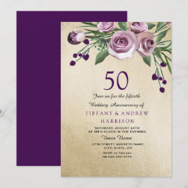 Invitación de aniversario de bodas de oro Purple R