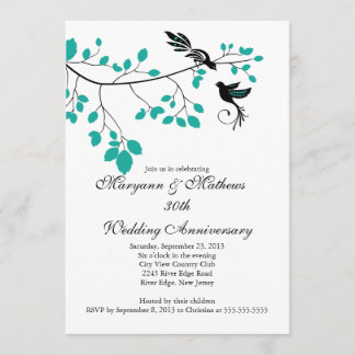 Invitación de aniversario de bodas de pájaros de a