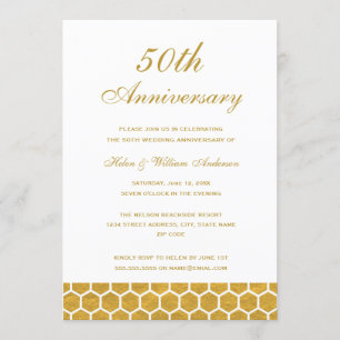 Invitación de aniversario de bodas de panal de oro