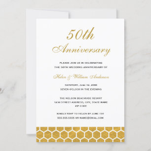 Invitación de aniversario de bodas de panal de oro