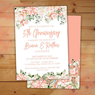 Invitación de aniversario de bodas de Peach Blush