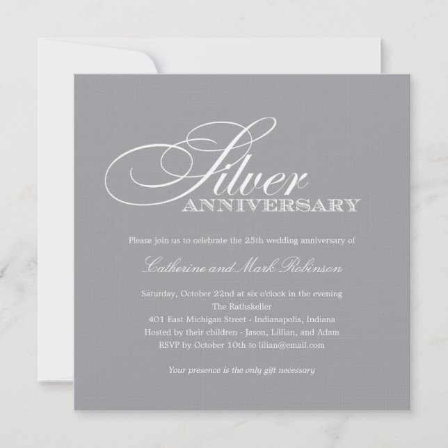 Invitación de aniversario de bodas de plata (Anverso)