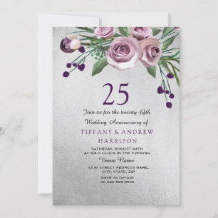 Invitación de aniversario de bodas de plata Purple